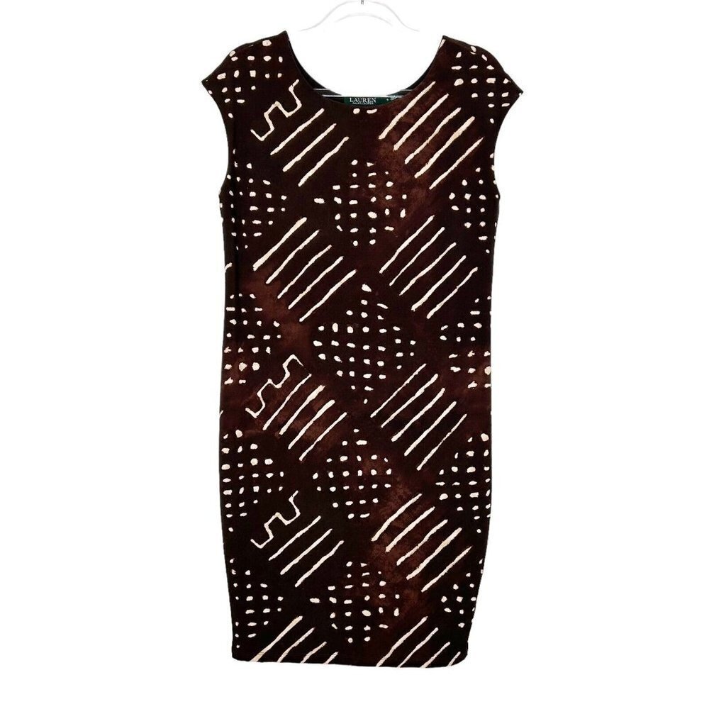 Lauren Ralph Lauren Jersey Shift Dress Womens Size Small Brown